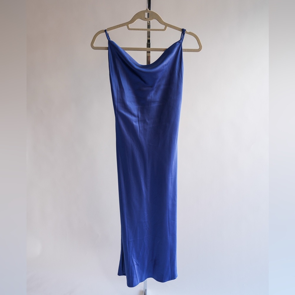 NWT WHYTE VALENTINE BLUE SATIN SLIP DRESS Size 8​